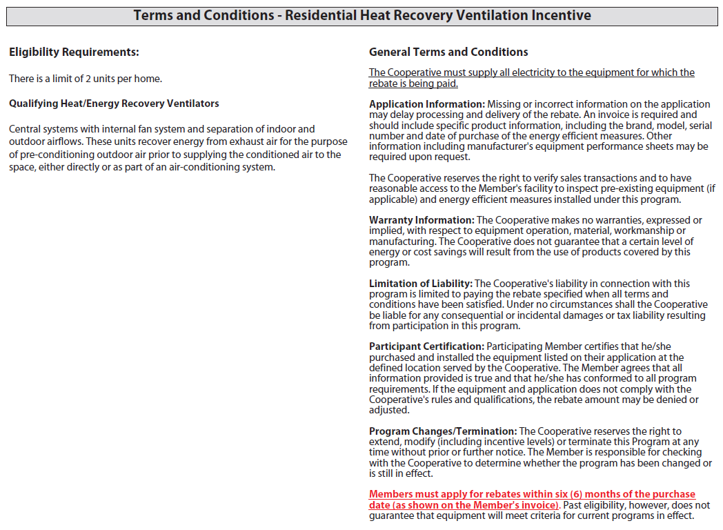 HRV Terms and Conditions