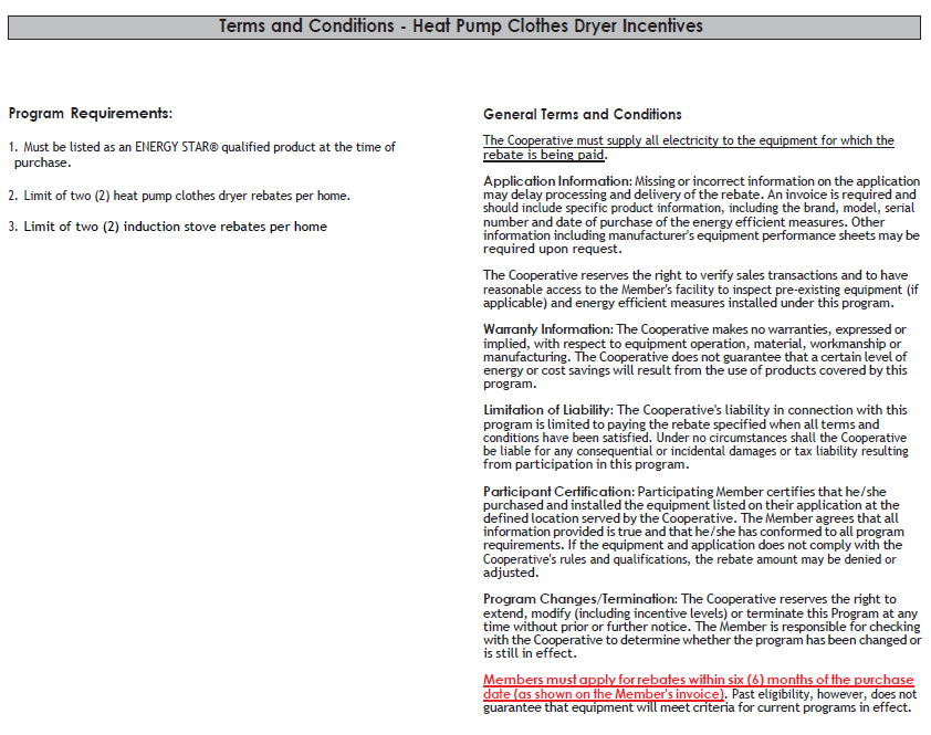 Appliance Rebate Requirements